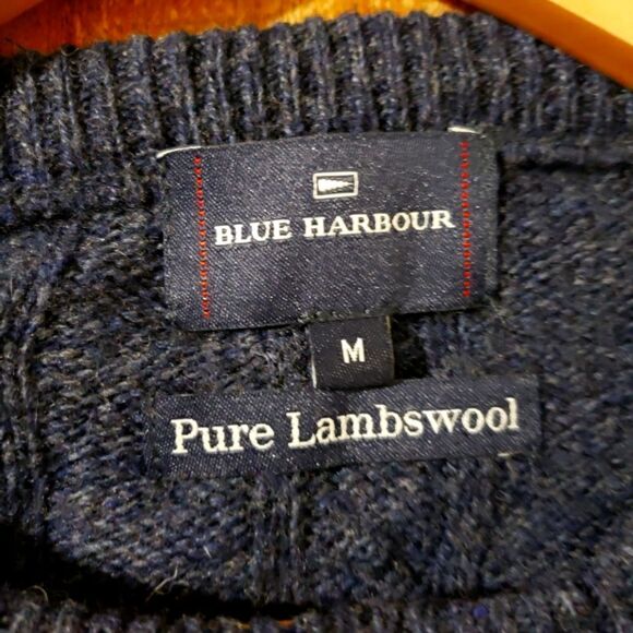 Blue Harbour Medium Navy 100% Lambswool Long Sleeve Crewneck Sweater - Picture 8 of 10
